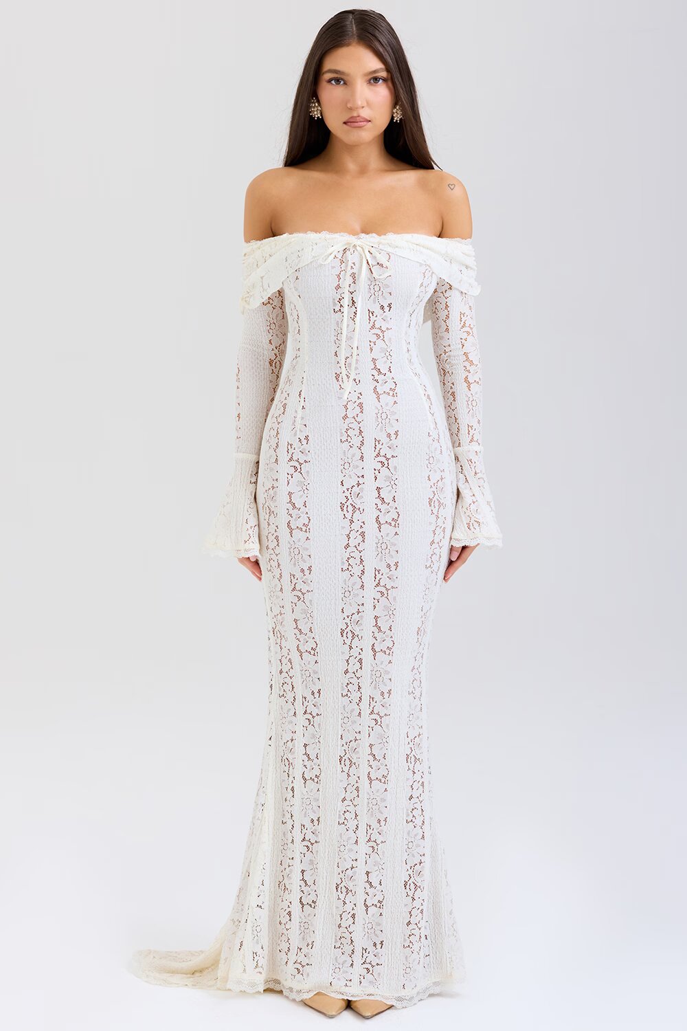 Romantische Off-Shoulder Maxi Jurk | Elegante Kant Look