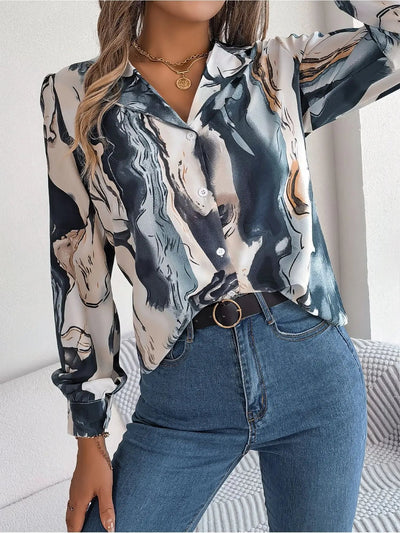 Satijnen Blouse Met Marmerprint | Chic & Stijlvol