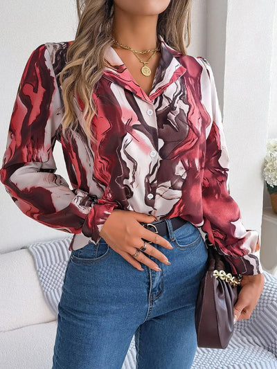 Satijnen Blouse Met Marmerprint | Chic & Stijlvol