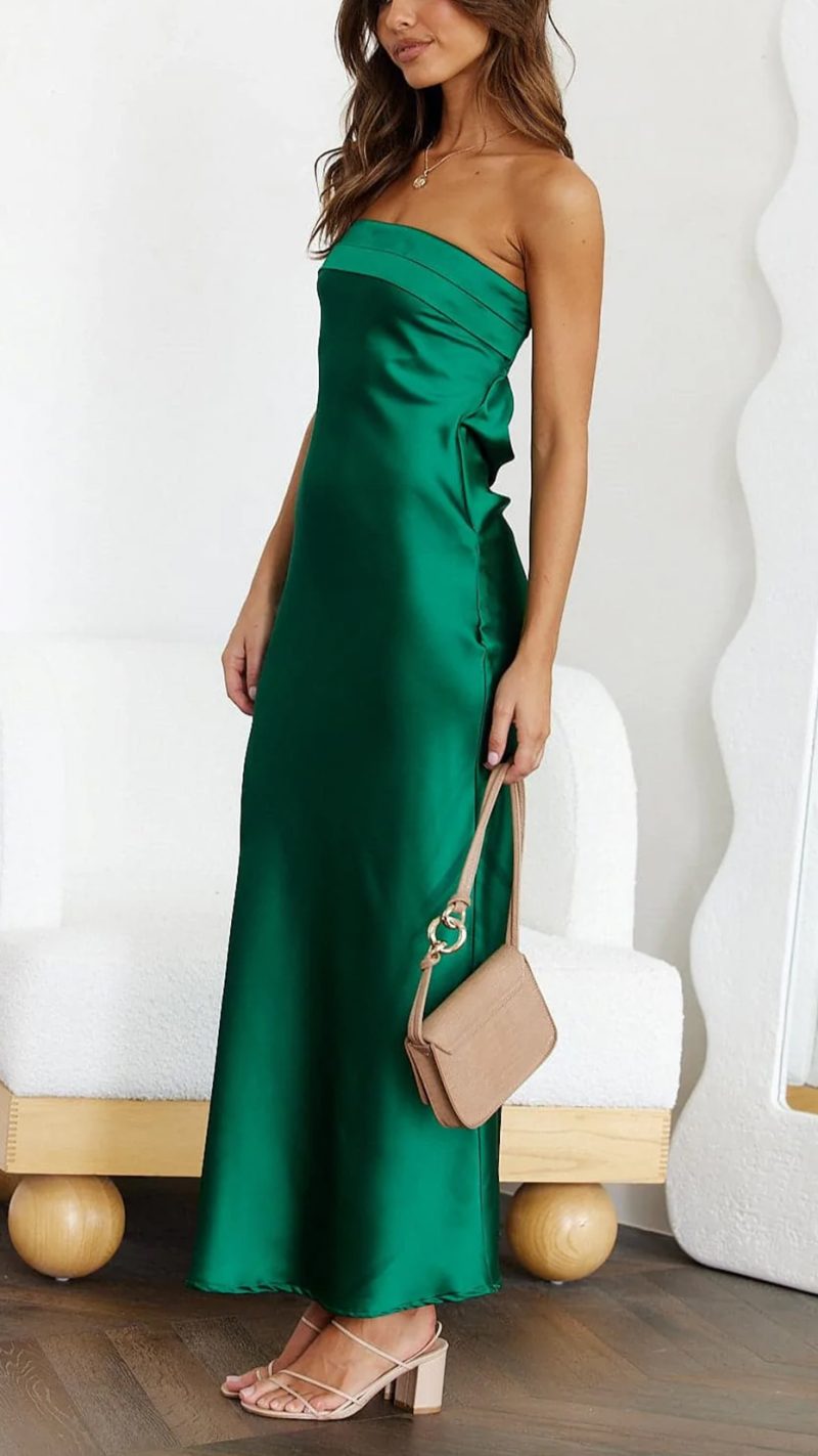 Satijnen Strapless Maxi Jurk | Elegant En Stijlvol