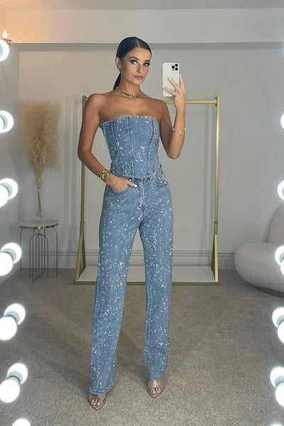 Strapless Glinsterende Jumpsuit | Elegant En Trendy