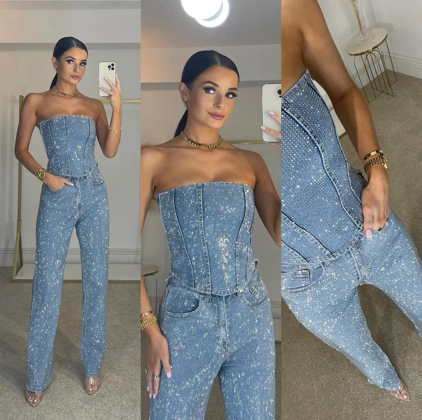 Strapless Glinsterende Jumpsuit | Elegant En Trendy