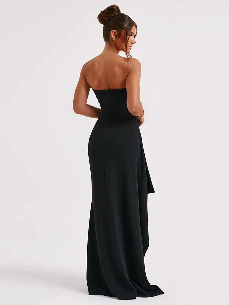 Strapless Maxi Jurk | Elegante Hoge Split