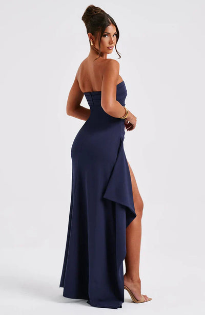 Strapless Maxi Jurk | Elegante Hoge Split