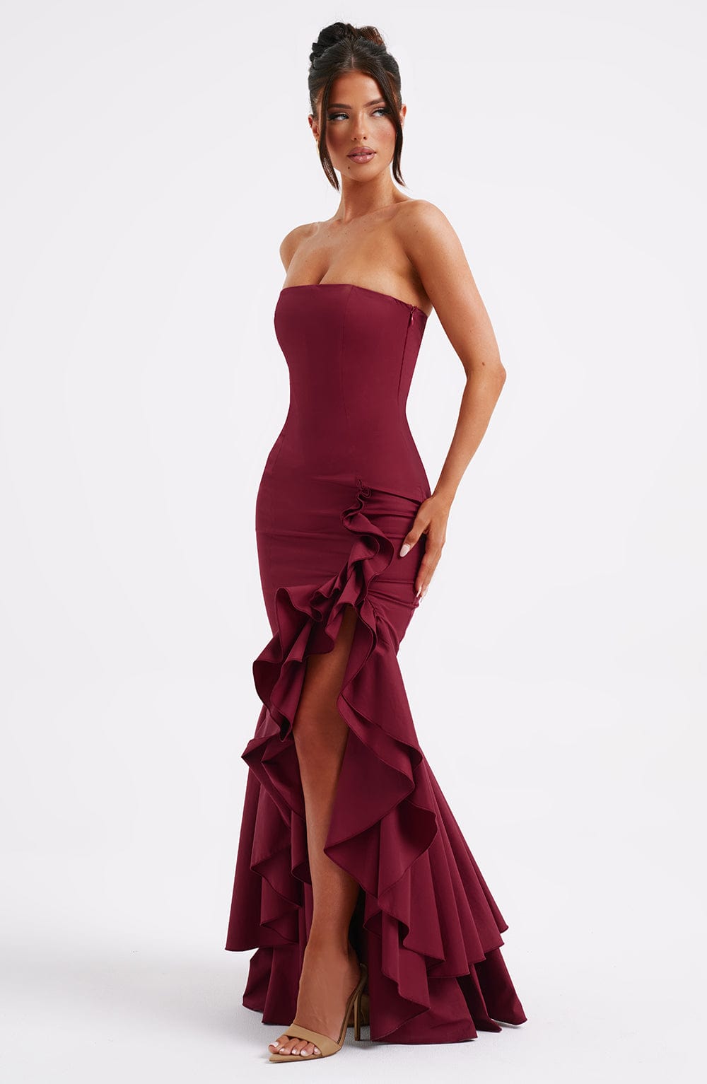 Strapless Maxi Jurk | Elegante Ruches