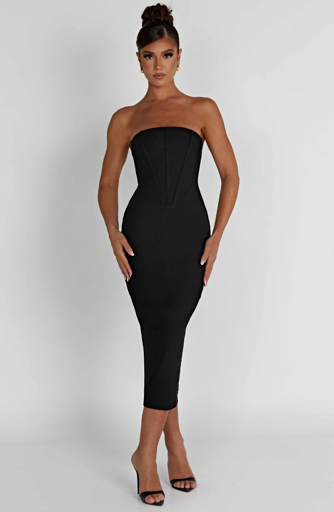 Strapless Midi Jurk | Elegante Bodycon Pasvorm