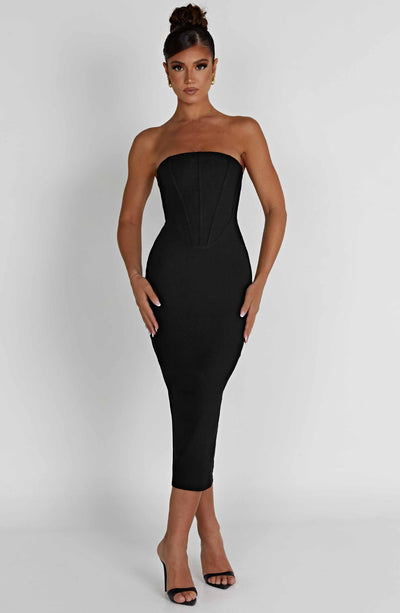 Strapless Midi Jurk | Elegante Bodycon Pasvorm