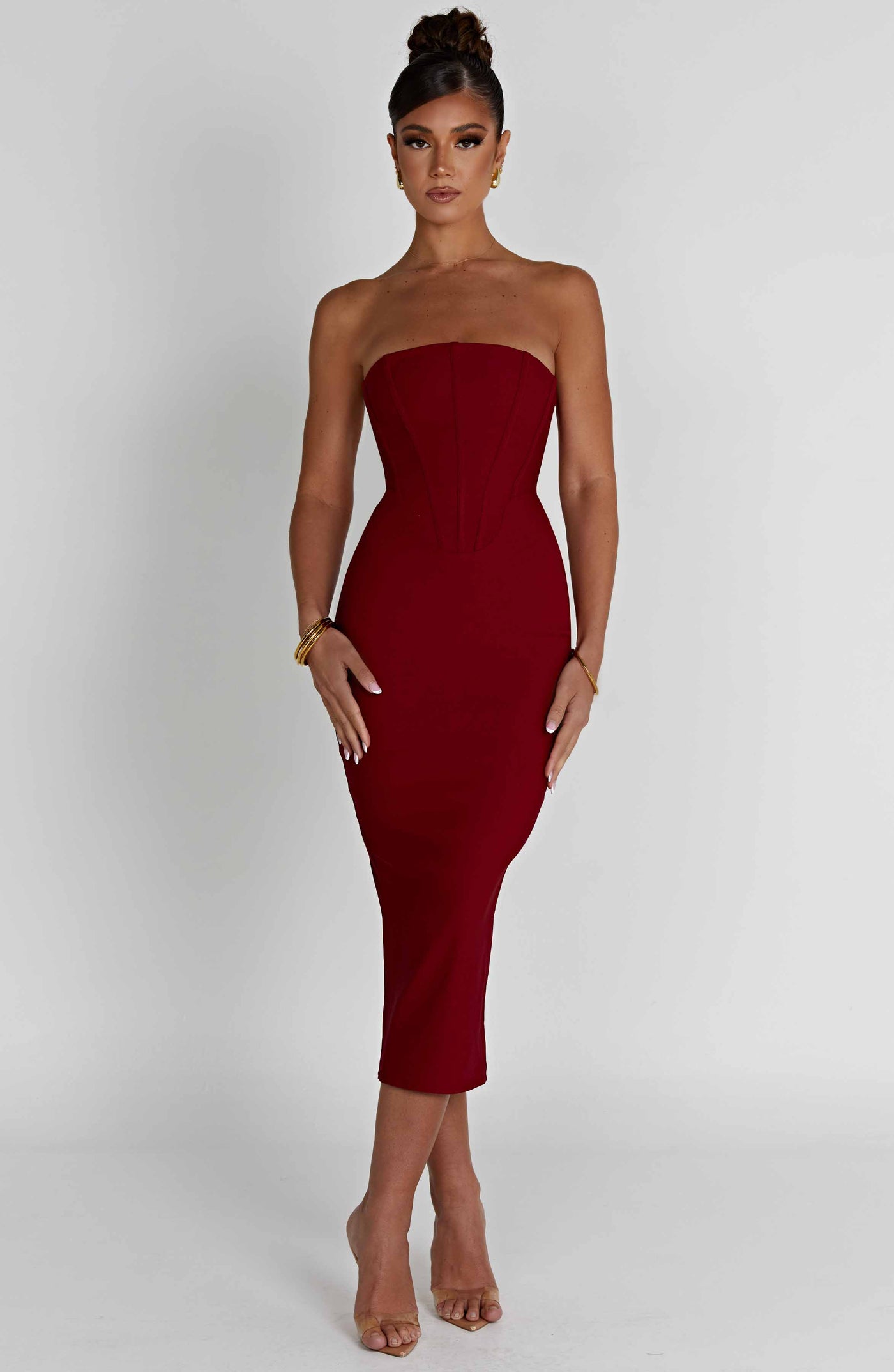 Strapless Midi Jurk | Elegante Bodycon Pasvorm