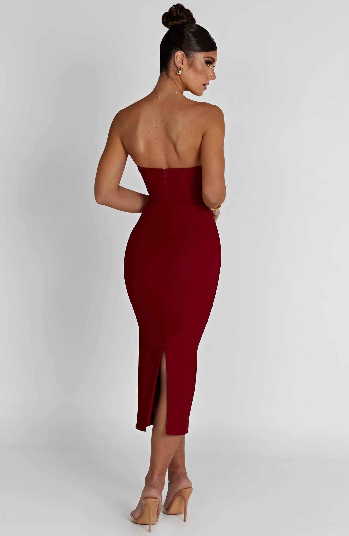 Strapless Midi Jurk | Elegante Bodycon Pasvorm