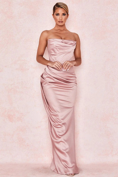 Strapless Satijnen Gala Jurk | Elegante Maxi Dress