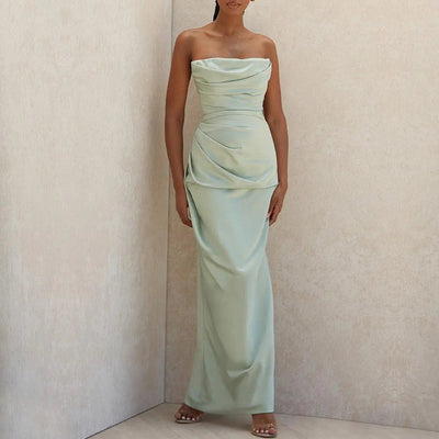 Strapless Satijnen Gala Jurk | Elegante Maxi Dress