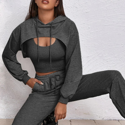 Trendy Dames Joggingpak | Comfortabele Set Met Crop Hoodie