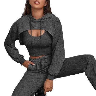 Trendy Dames Joggingpak | Comfortabele Set Met Crop Hoodie