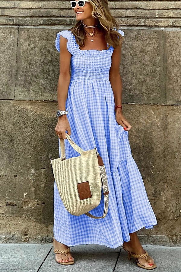 Vintage Maxi Jurk | Elegante Geruite Look