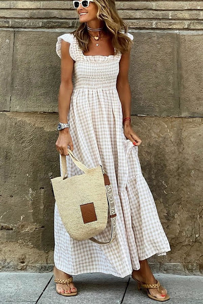 Vintage Maxi Jurk | Elegante Geruite Look