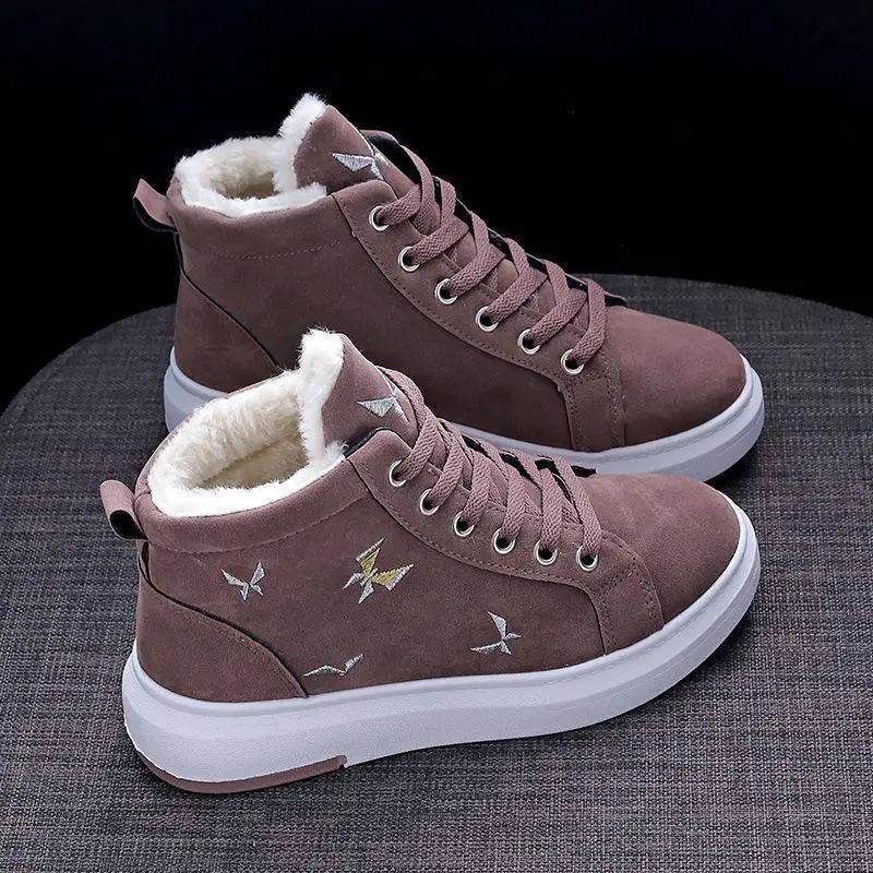 Warme Hoge Sneakers | Geborduurd Design & Pluche Voering