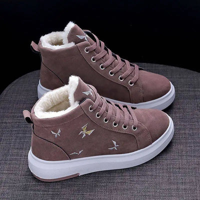 Warme Hoge Sneakers | Geborduurd Design & Pluche Voering