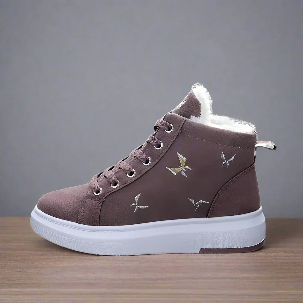 Warme Hoge Sneakers | Geborduurd Design & Pluche Voering