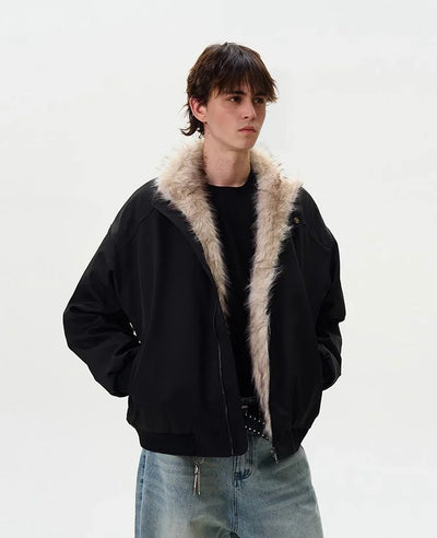 Zwarte Bomberjack | Luxe Faux Fur Kraag