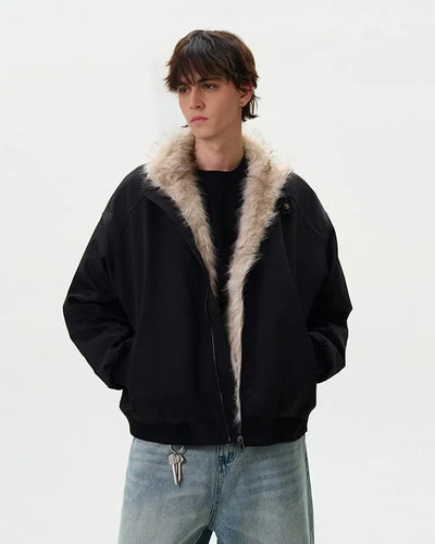 Zwarte Bomberjack | Luxe Faux Fur Kraag