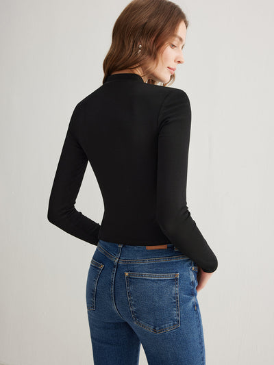 Zwarte Getailleerde Top | Mesh Detail